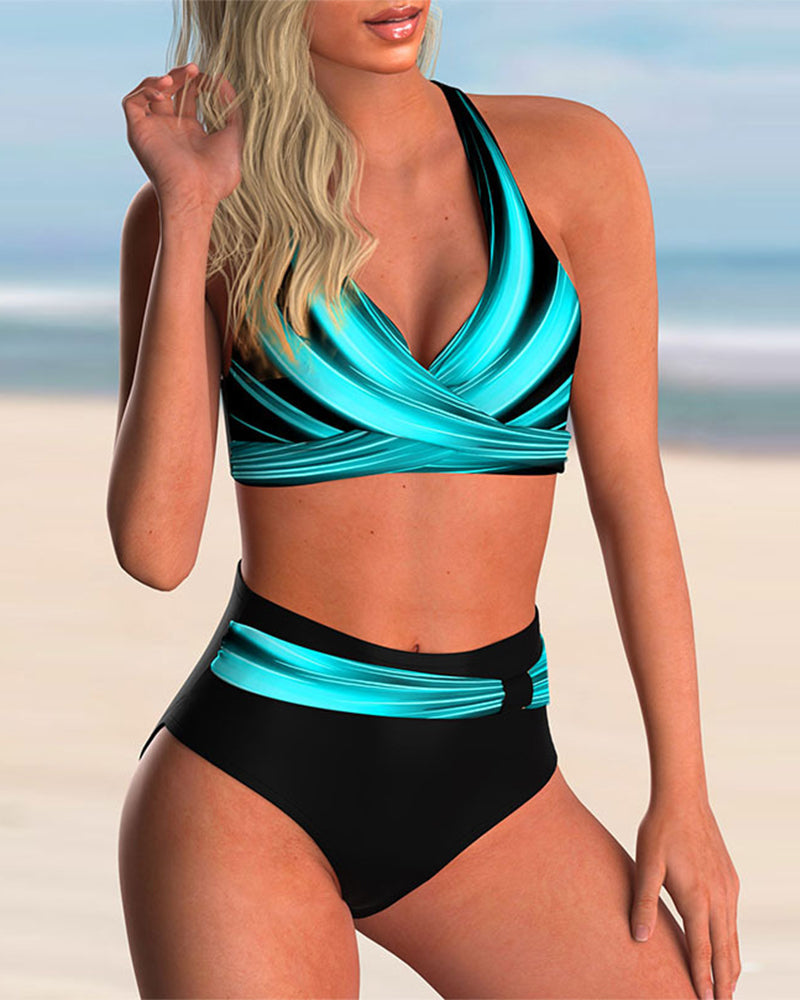 DEARBHLA | PRINTED CROSS-NECK BIKINI SET