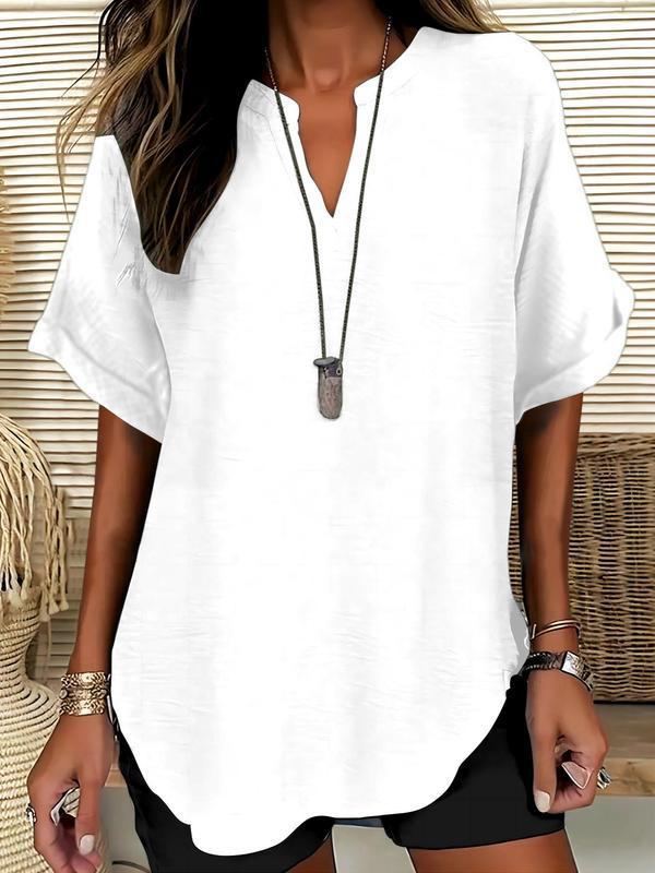 FIADH | SOFT-TOUCH NOTCHED-NECK BLOUSE