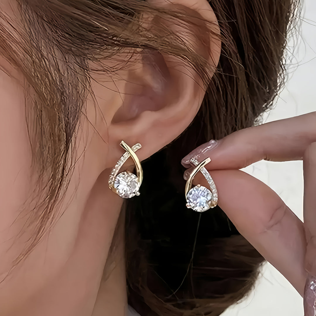 Faith | Gold Cross Earrings with Zirconia