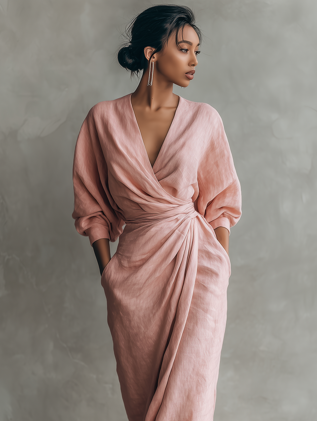 AILÍONN | MINIMALIST LINEN BLEND MAXI DRESS