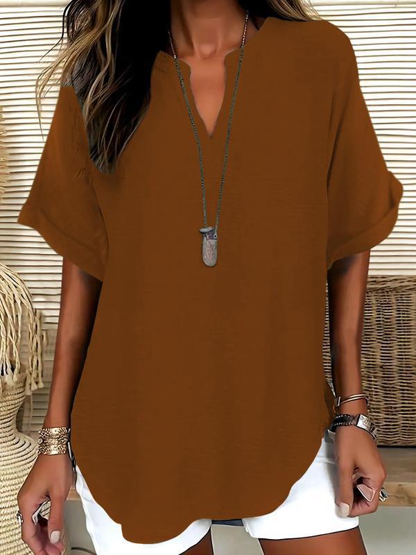 FIADH | SOFT-TOUCH NOTCHED-NECK BLOUSE
