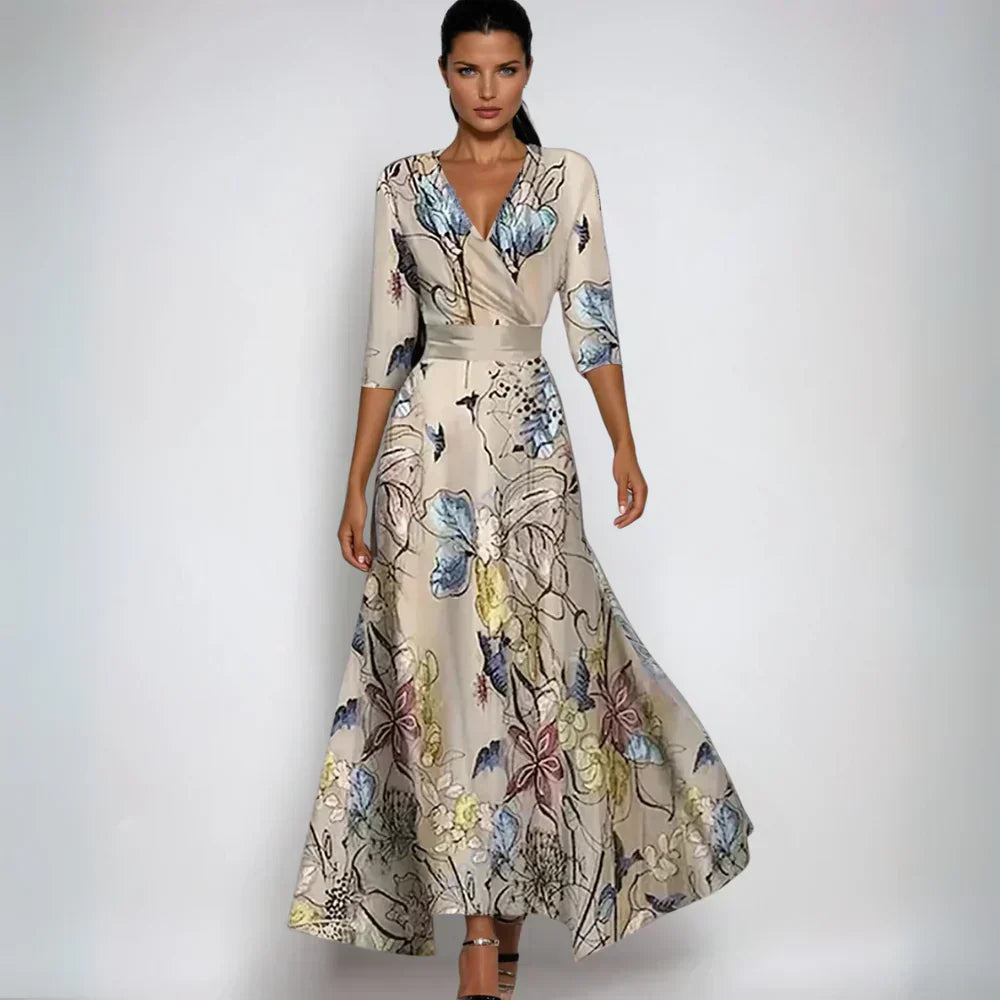 NUALA | ELEGANT FLORAL A-LINE DRESS