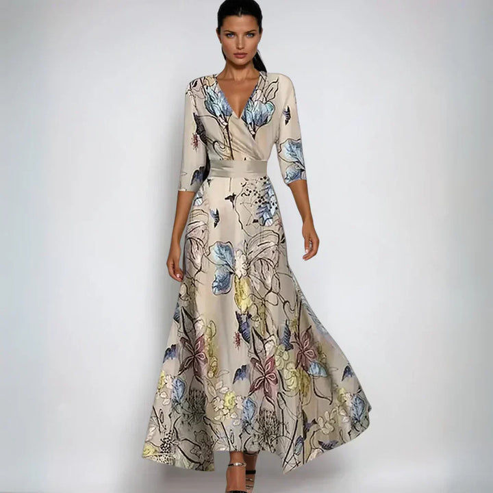 NUALA | ELEGANT FLORAL A-LINE DRESS