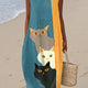 DEARBHÁIL | VINTAGE CAT ART MIDI DRESS