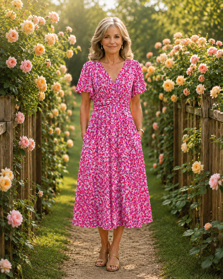EITHNÉAN | ELEGANT FLOWING SUMMER MIDI DRESS