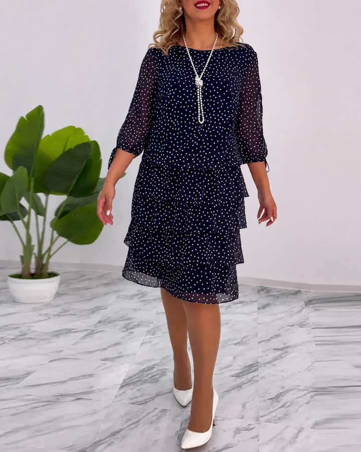 Gladys | Layered Polka Dot Midi Dress
