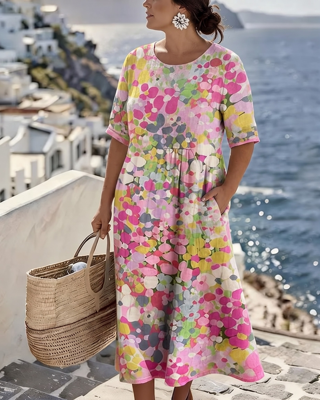 AELWYN | ELEGANT FLORAL MIDI DRESS