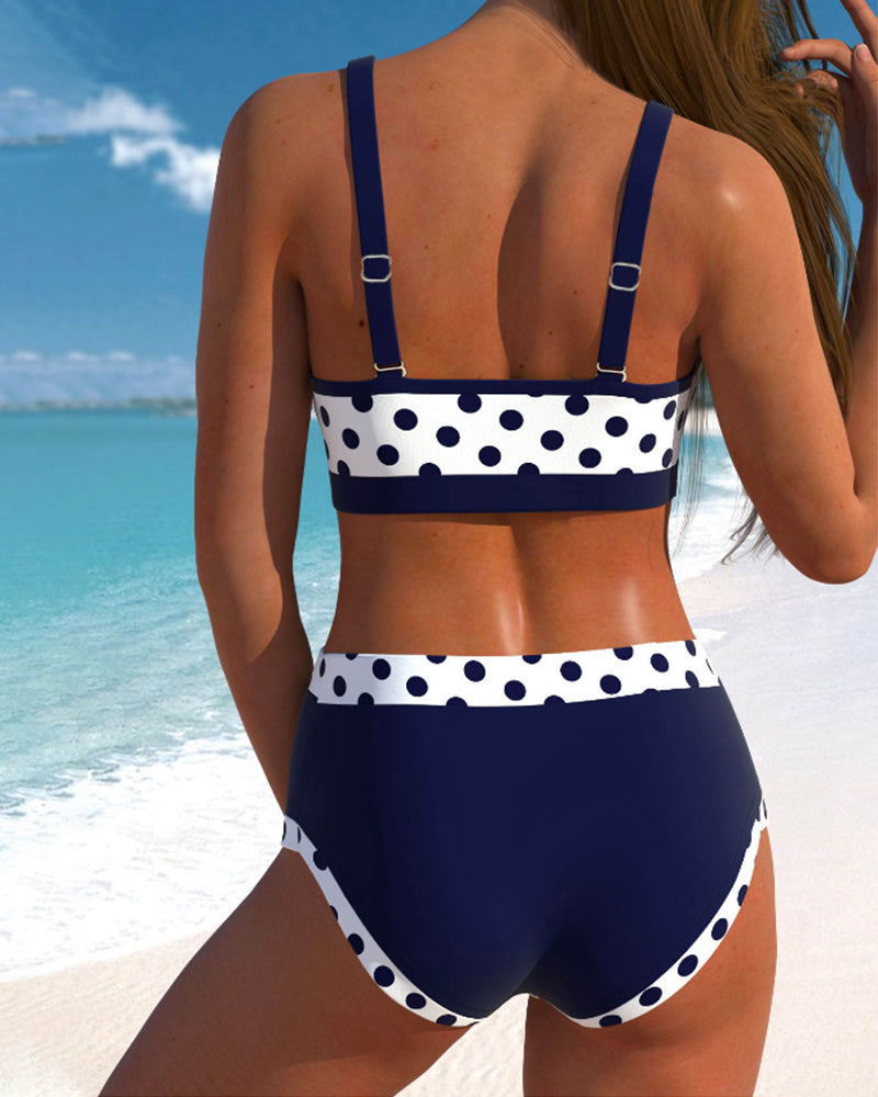 RÓISÍN | HIGH-WAISTED PATCHWORK POLKA DOT BIKINI
