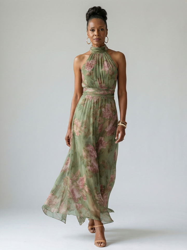 ORLA | FLORAL HALTER MAXI DRESS