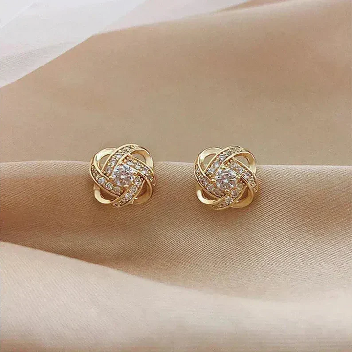 Sybil | Gold Spiral Earrings with Crystals