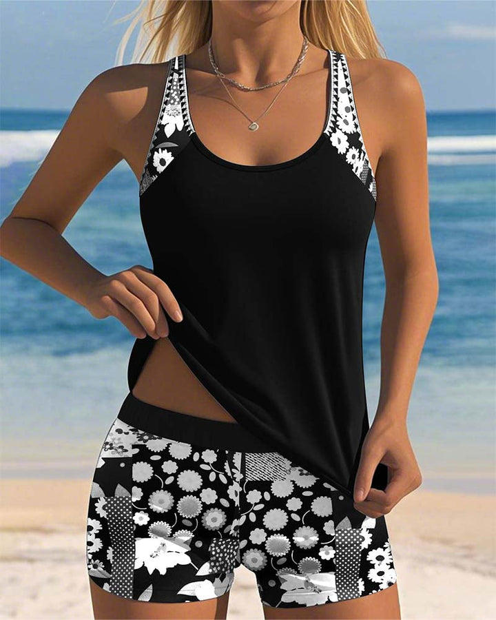 DAMHNAIT | TWO-PIECE SWIMSUIT SET WITH SHORTS