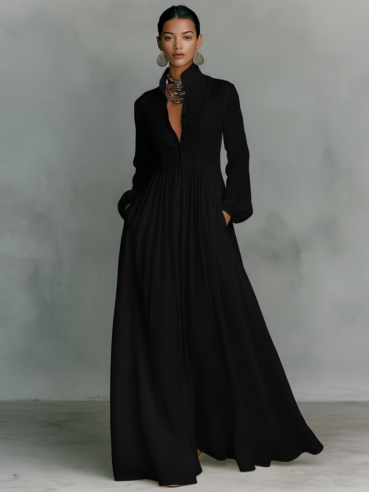 SUAILCE | PATCHWORK LINEN BLEND MAXI DRESS
