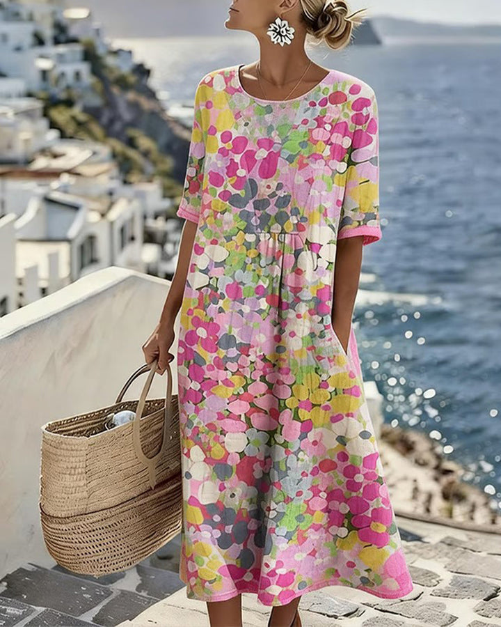 AELWYN | ELEGANT FLORAL MIDI DRESS