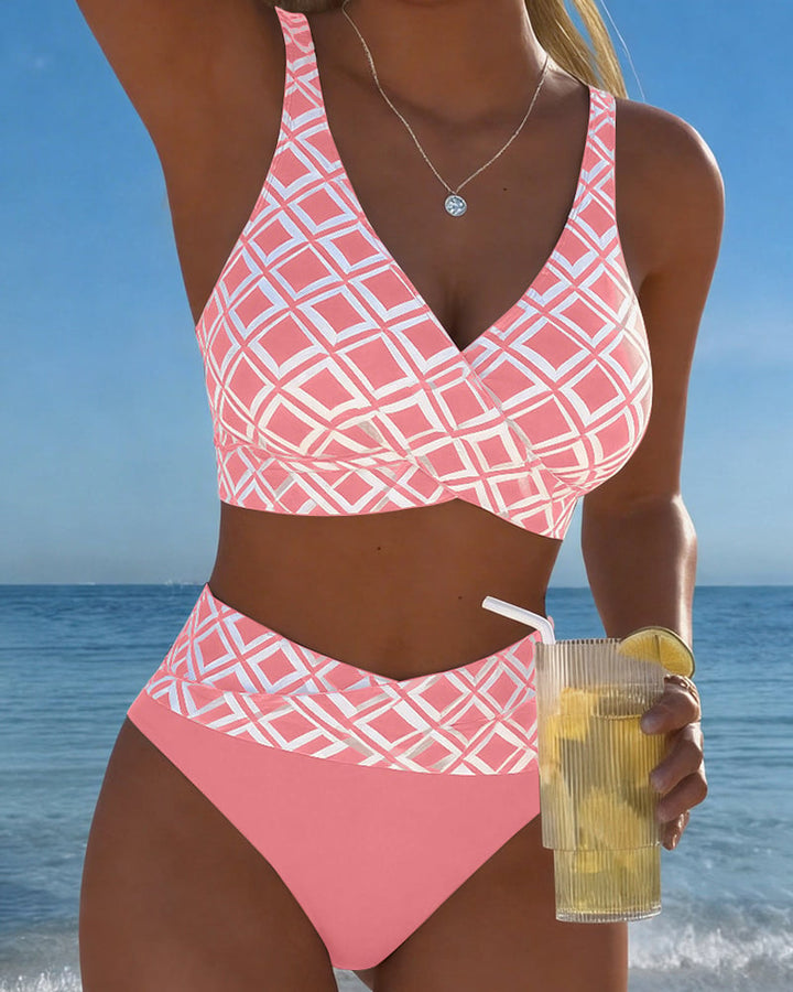 BEATRICE | DIAMOND-PATTERN TWO-PIECE BIKINI WITH SHAPED BUST
