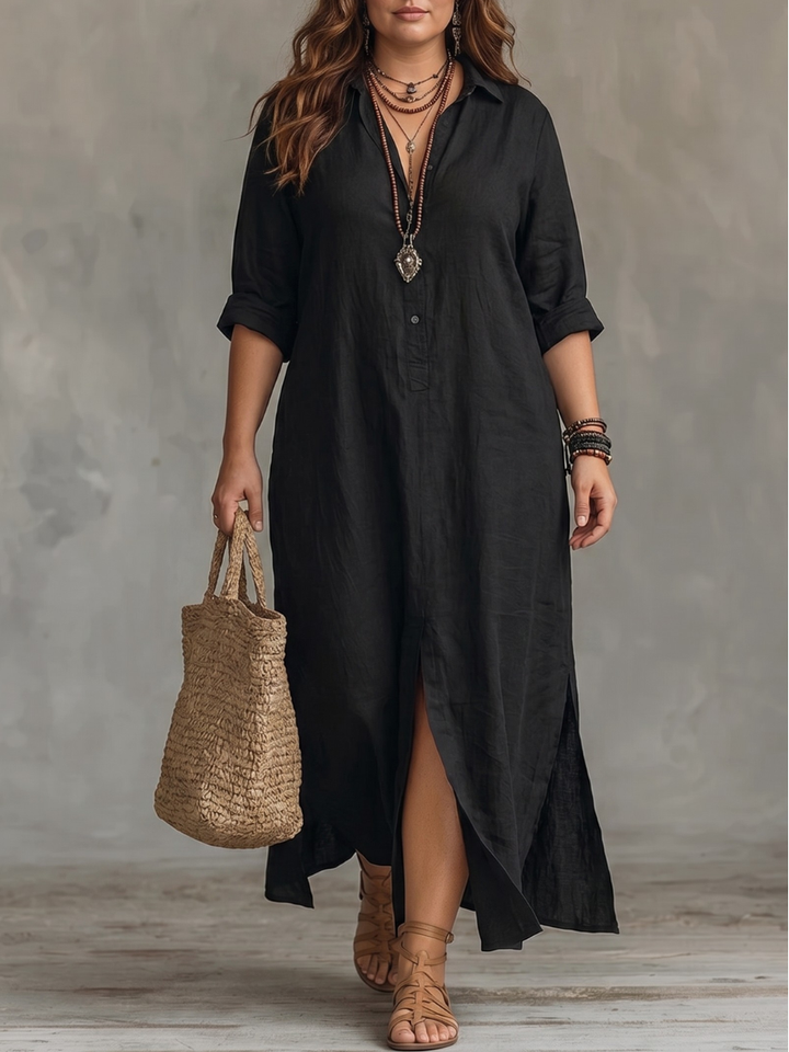 MERRYN  | ELEGANT BUTTONED SUMMER MAXI DRESS