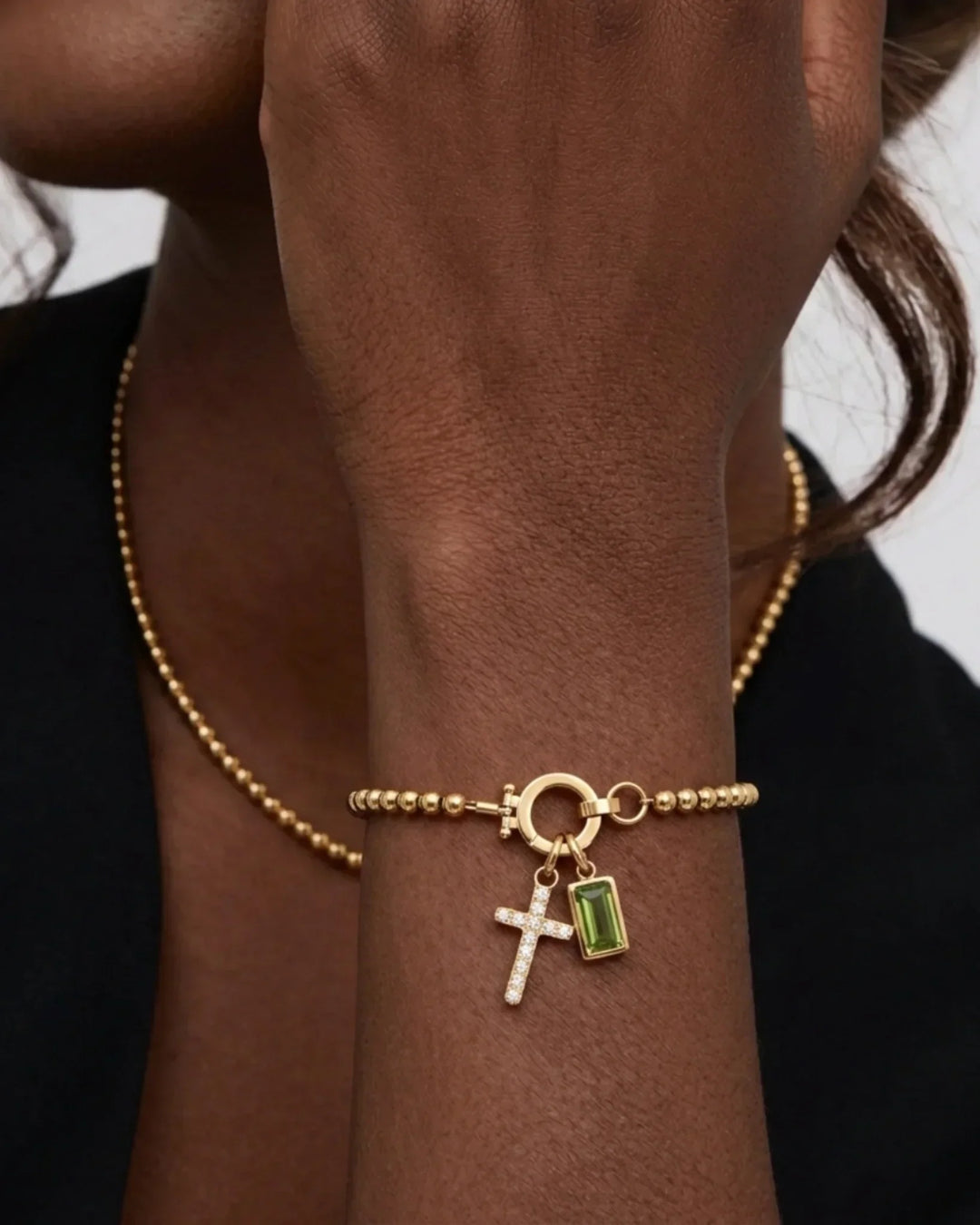 Icon Birthstone Cross Charm bracelet