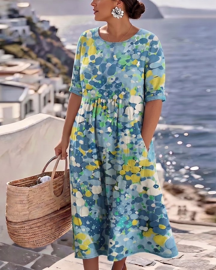 AELWYN | ELEGANT FLORAL MIDI DRESS