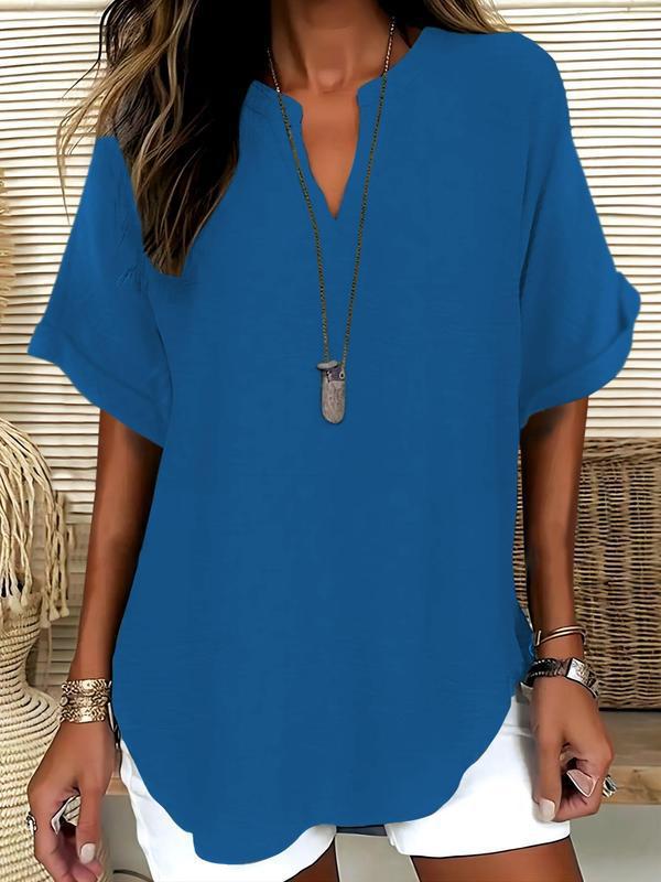 FIADH | SOFT-TOUCH NOTCHED-NECK BLOUSE
