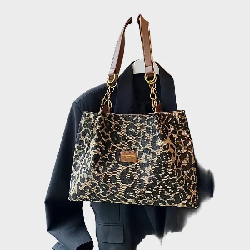 Woven Leopard Print Tote