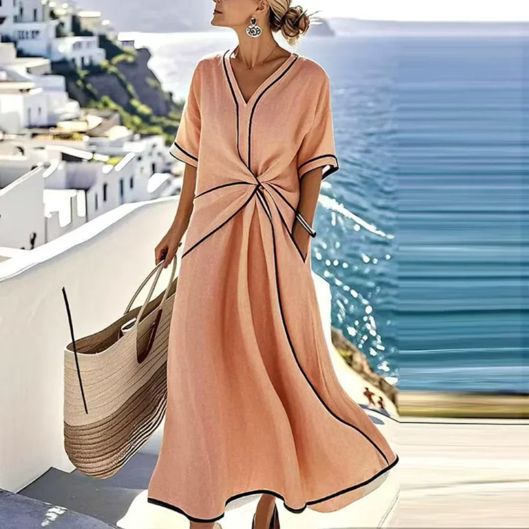NIAMH | EFFORTLESS V-NECK TIE-WAIST MAXI DRESS
