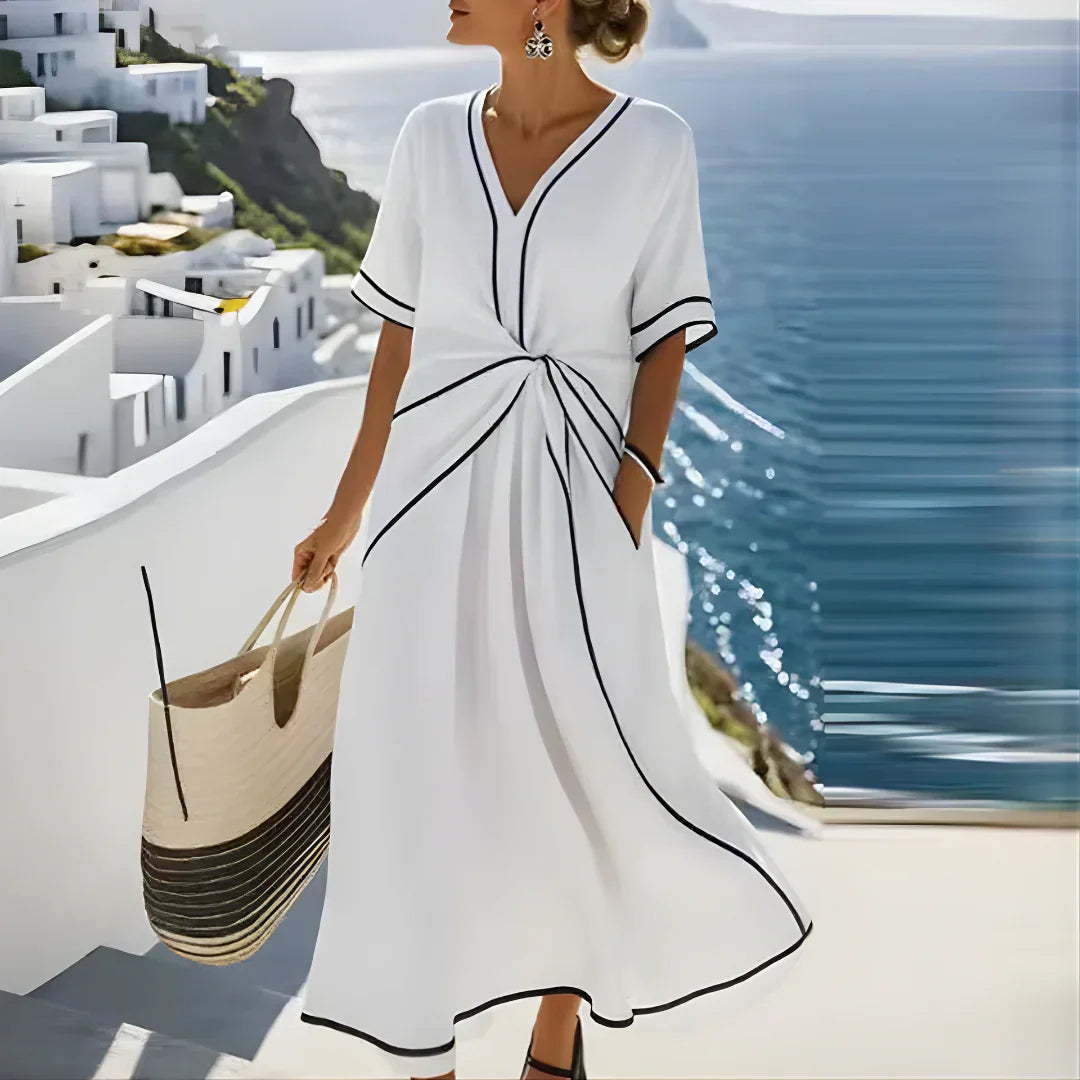 NIAMH | EFFORTLESS V-NECK TIE-WAIST MAXI DRESS