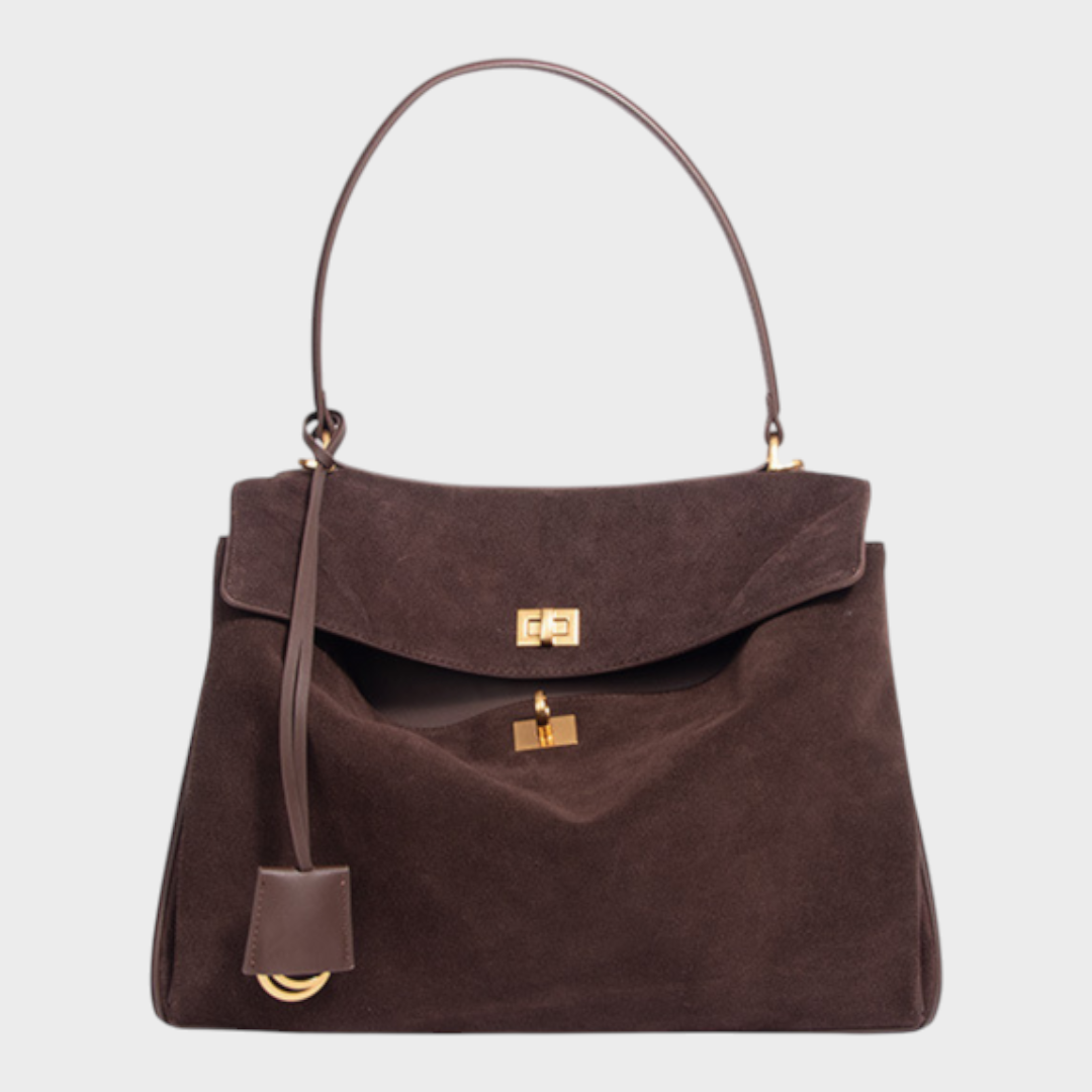 Structured Leather Handbag with Magnetic Flap