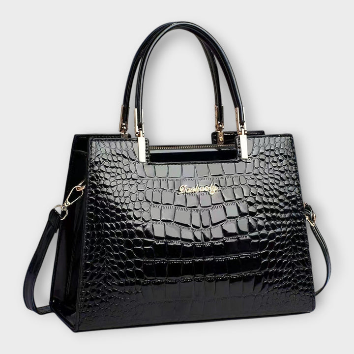 Faux Leather Bag with Crocodile-Embossed Finish