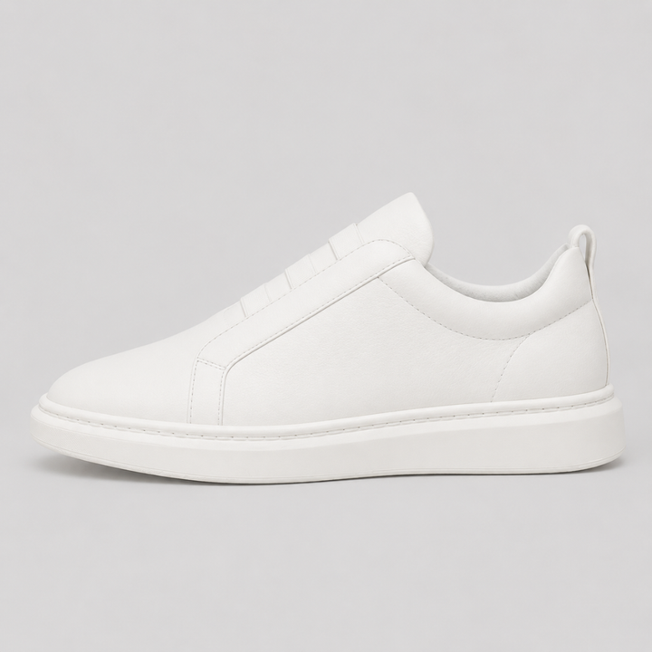 Men's Genuine Leather Sneakers - Casual Lightweight Lace-Up Trainers