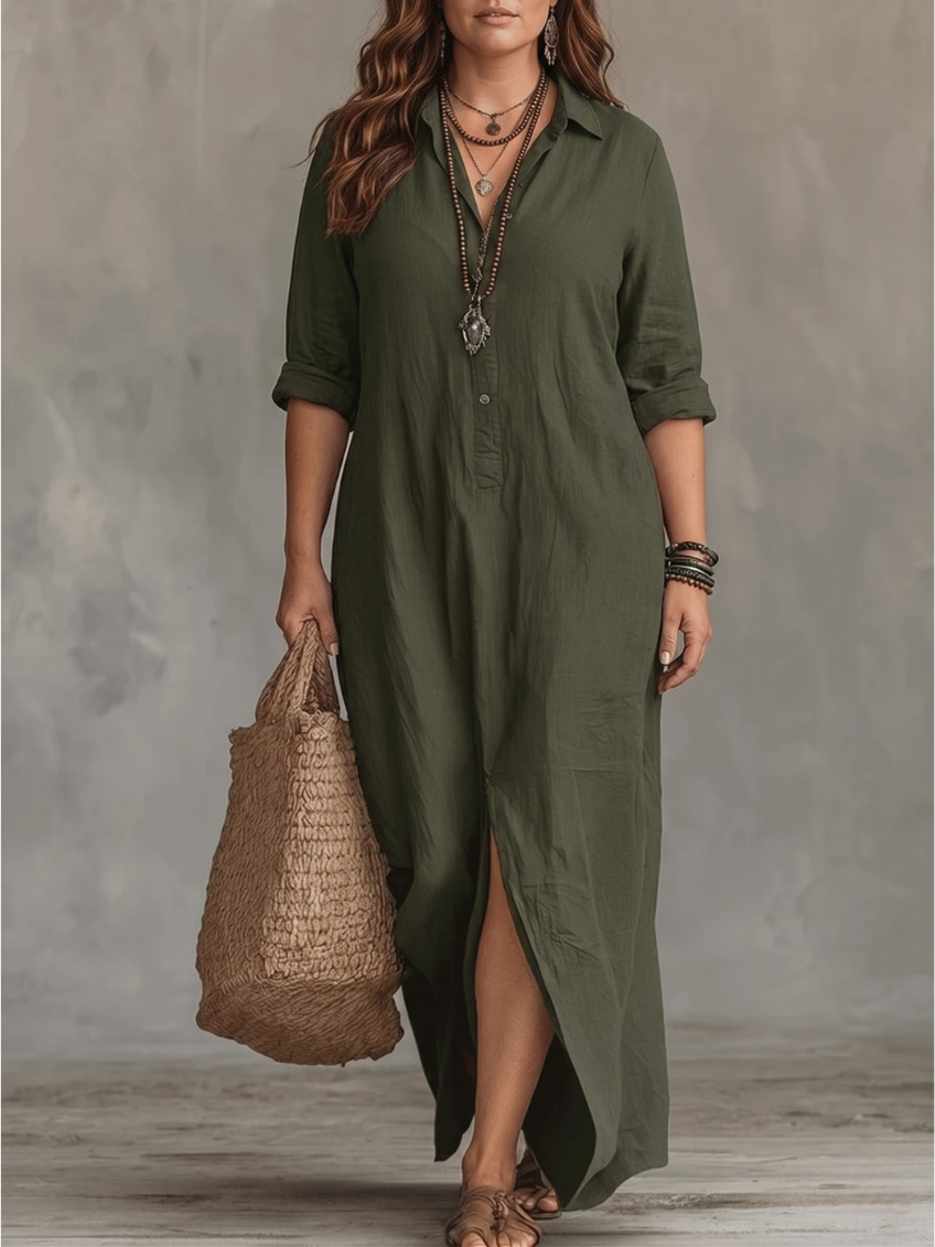 MERRYN  | ELEGANT BUTTONED SUMMER MAXI DRESS