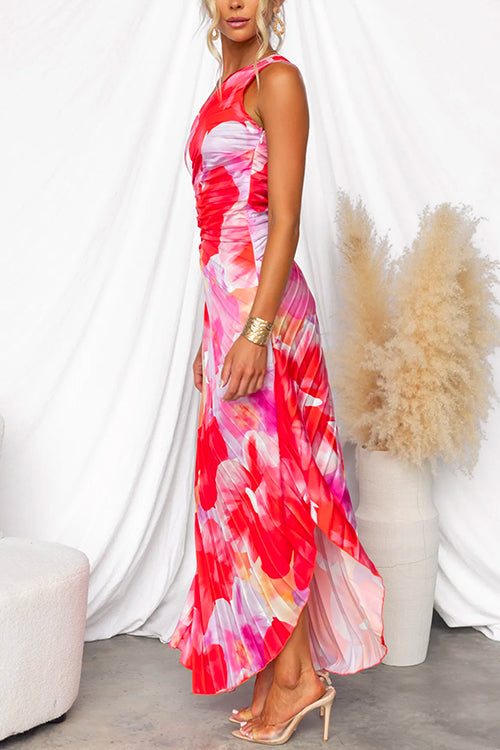 RIONA | PLEATED ONE-SHOULDER DRESS