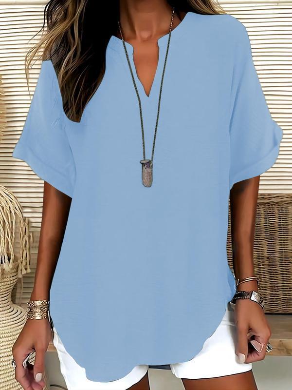 FIADH | SOFT-TOUCH NOTCHED-NECK BLOUSE
