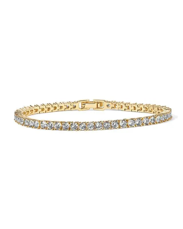 Trudy | Gold Tennis Bracelet with Sparkling Crystals
