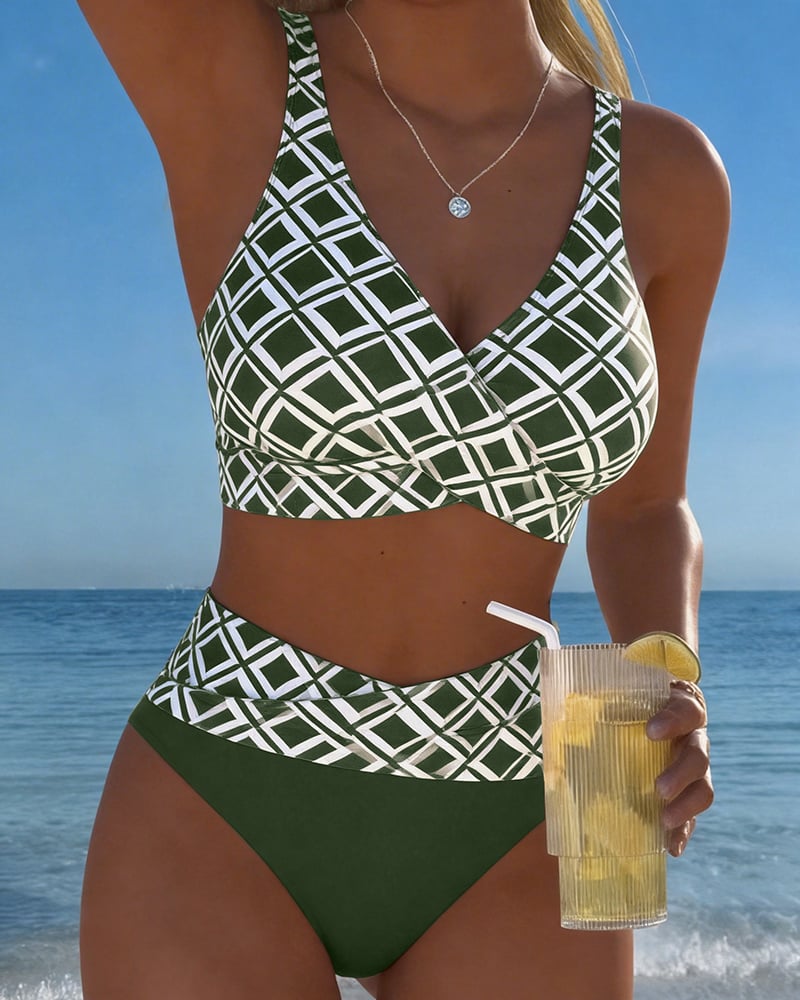 BEATRICE | DIAMOND-PATTERN TWO-PIECE BIKINI WITH SHAPED BUST