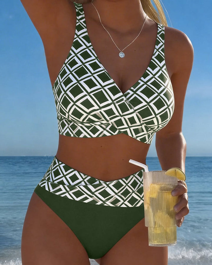 BEATRICE | DIAMOND-PATTERN TWO-PIECE BIKINI WITH SHAPED BUST