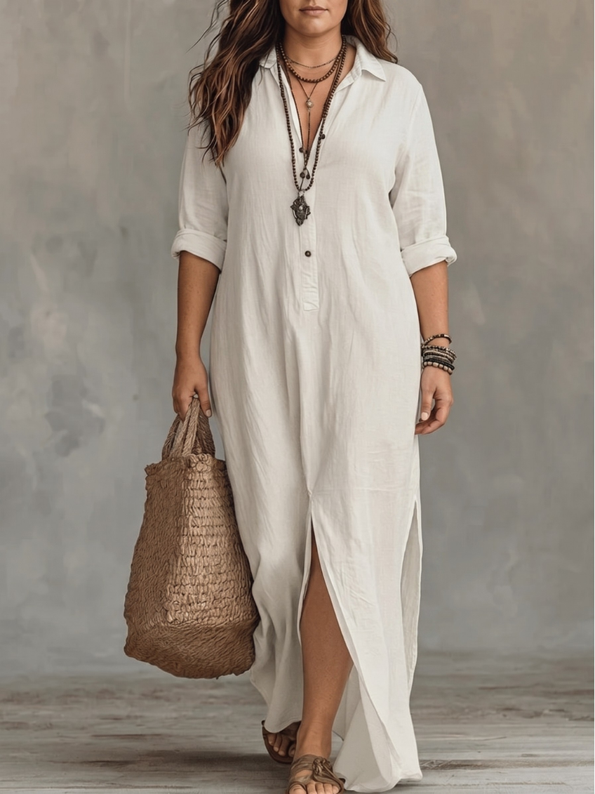 MERRYN  | ELEGANT BUTTONED SUMMER MAXI DRESS