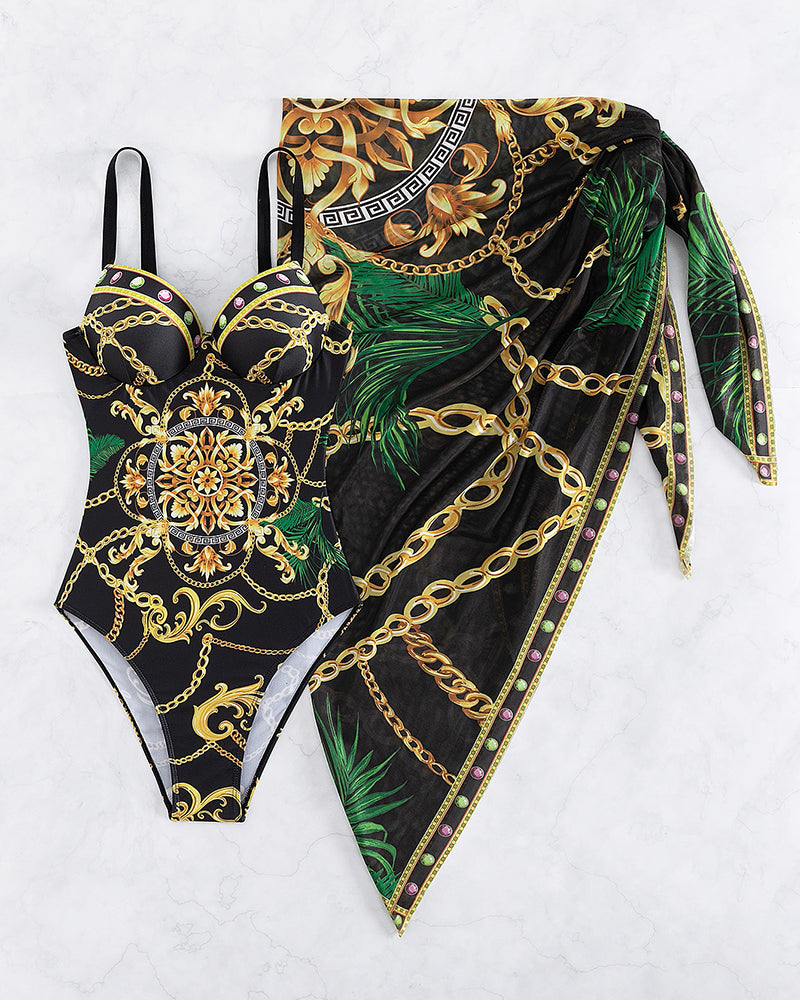 RÍOGHNACH | PUSH-UP SWIMSUIT WITH MATCHING BEACH SKIRT