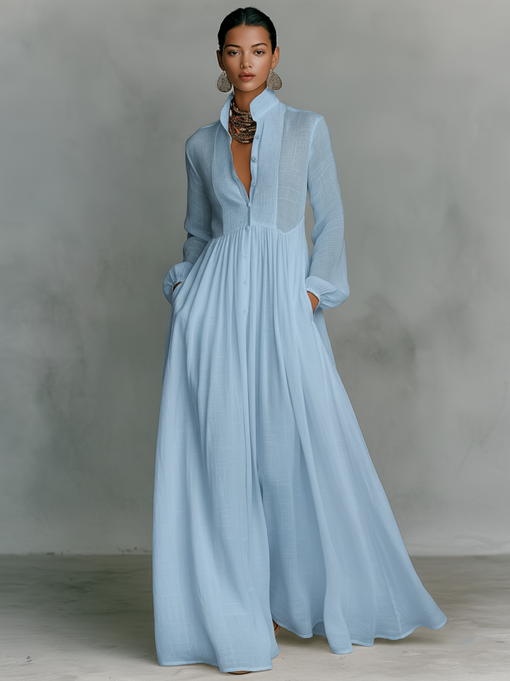 SUAILCE | PATCHWORK LINEN BLEND MAXI DRESS