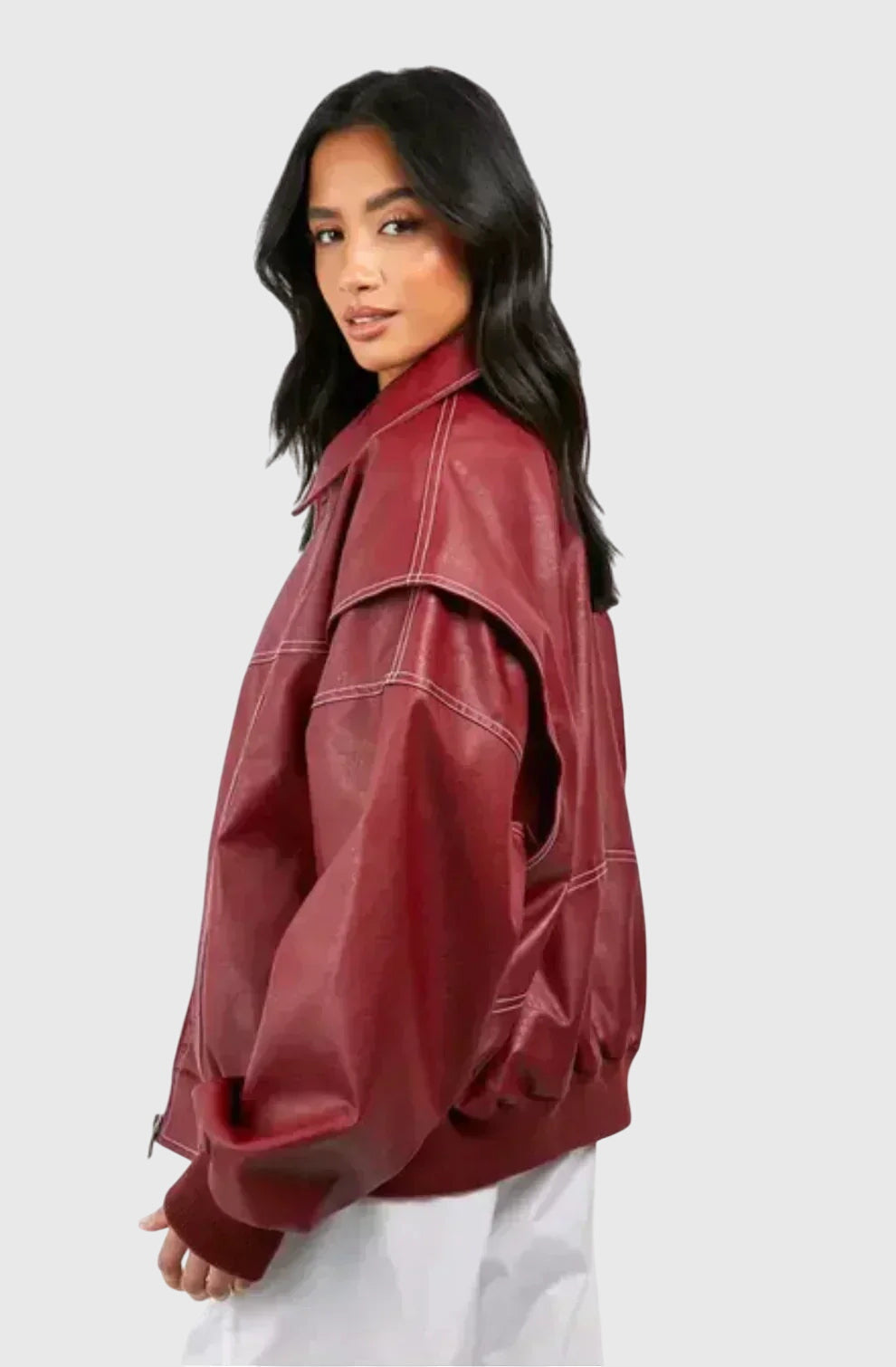 Faye  - Oversized Leather Jacket