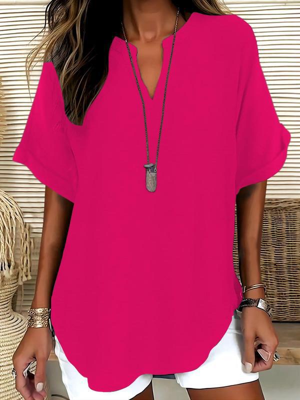 FIADH | SOFT-TOUCH NOTCHED-NECK BLOUSE