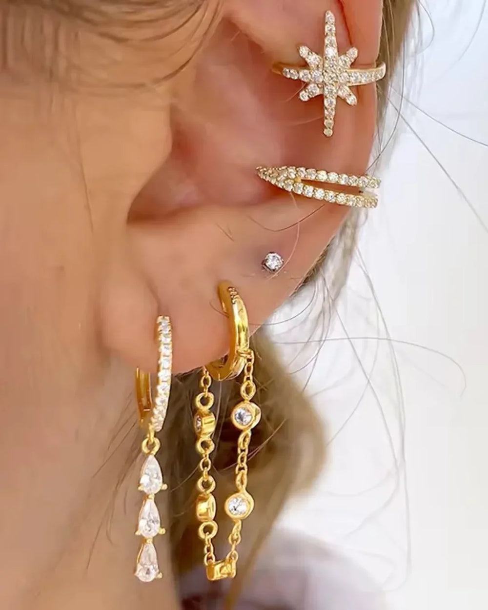 Triple Diamant Hanger Earrings