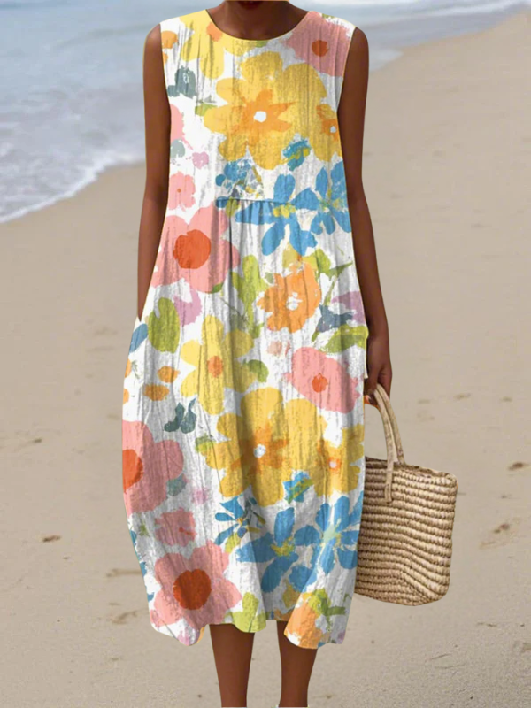 ÉABHA | PASTEL FLORAL MIDI DRESS