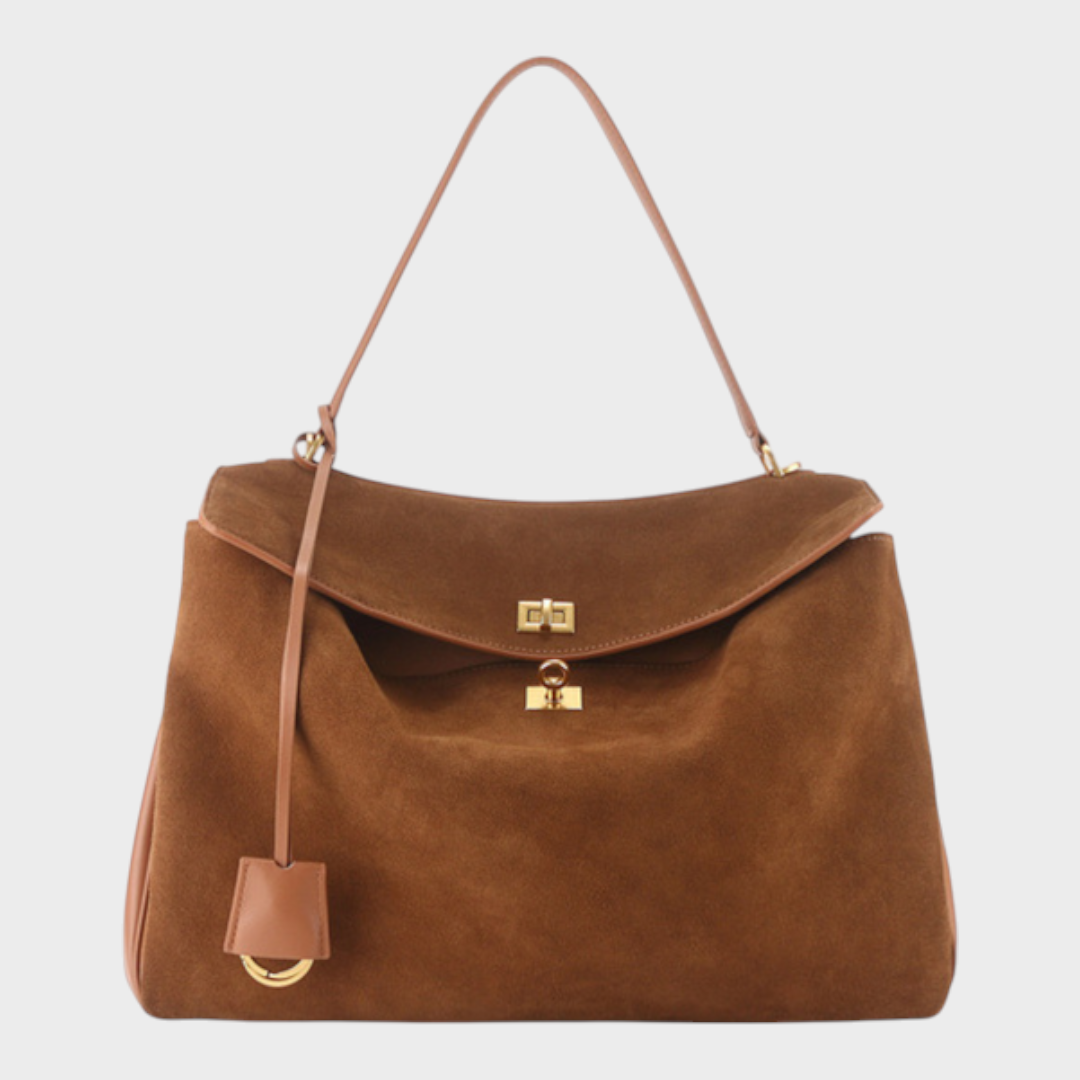 Structured Leather Handbag with Magnetic Flap