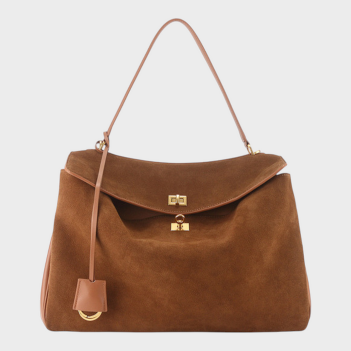 Structured Leather Handbag with Magnetic Flap
