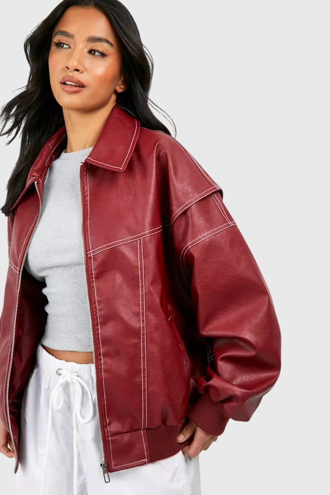 Faye  - Oversized Leather Jacket