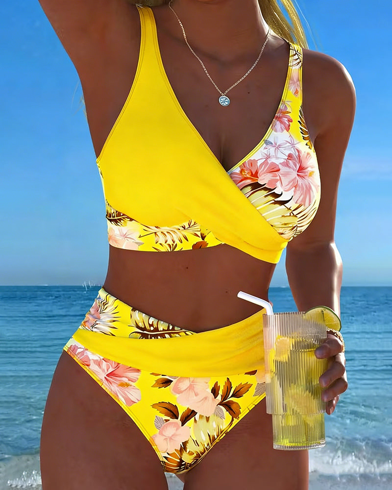 RÓNAIT | CONTRAST FLORAL TANKINI SET