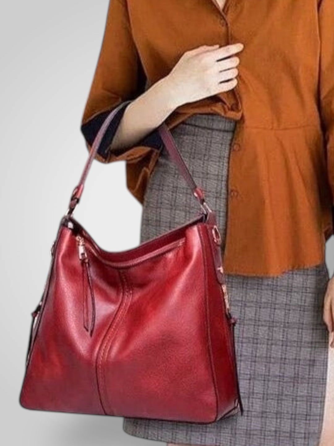 Structured Leather Bag with Convertible Strap