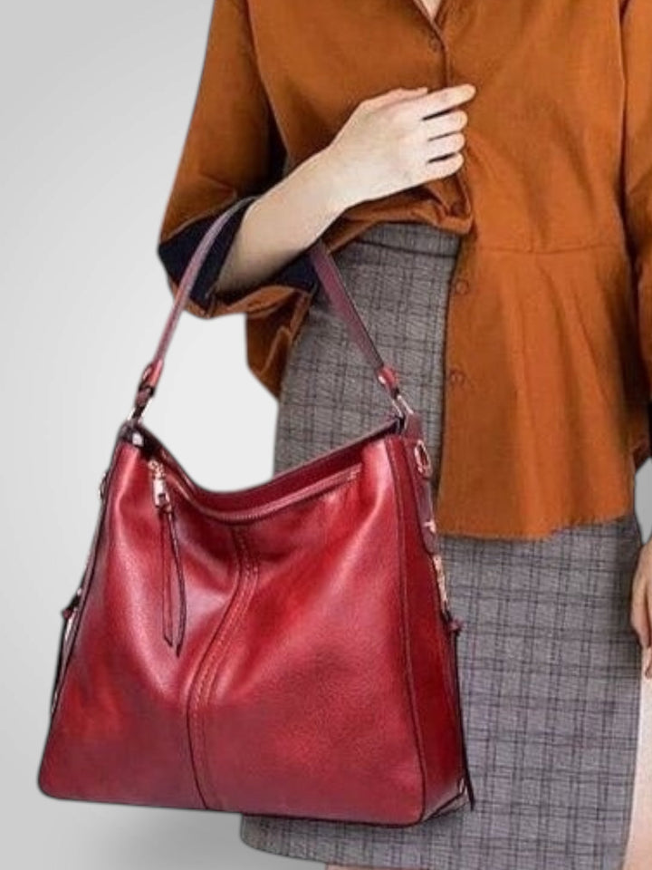 Structured Leather Bag with Convertible Strap
