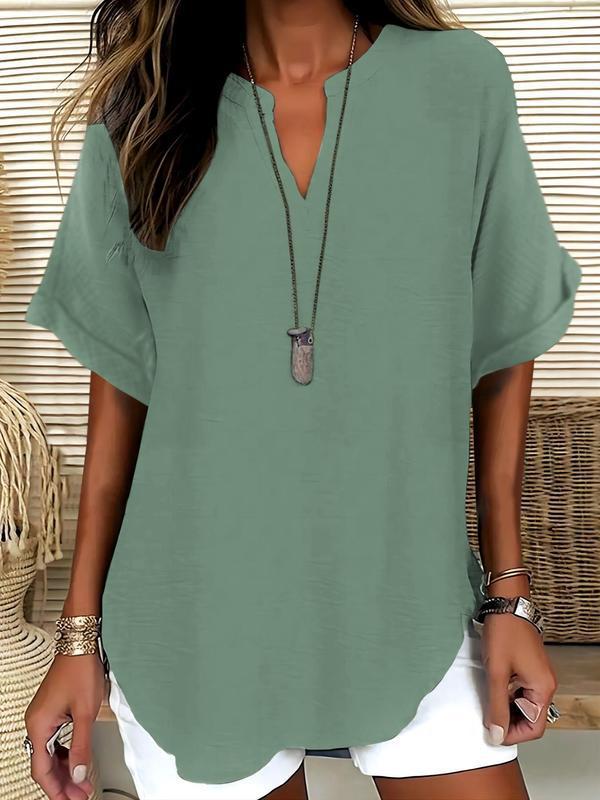 FIADH | SOFT-TOUCH NOTCHED-NECK BLOUSE