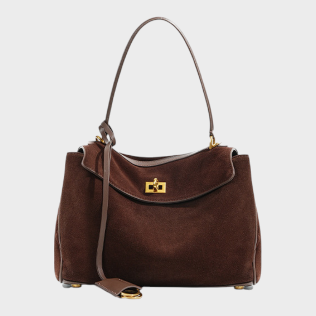 Structured Leather Handbag with Magnetic Flap