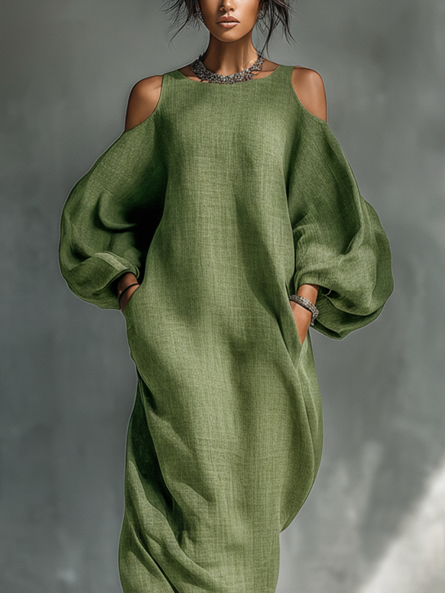AOIBHFHÍN | ELEGANT COLD-SHOULDER FLOWING MAXI DRESS